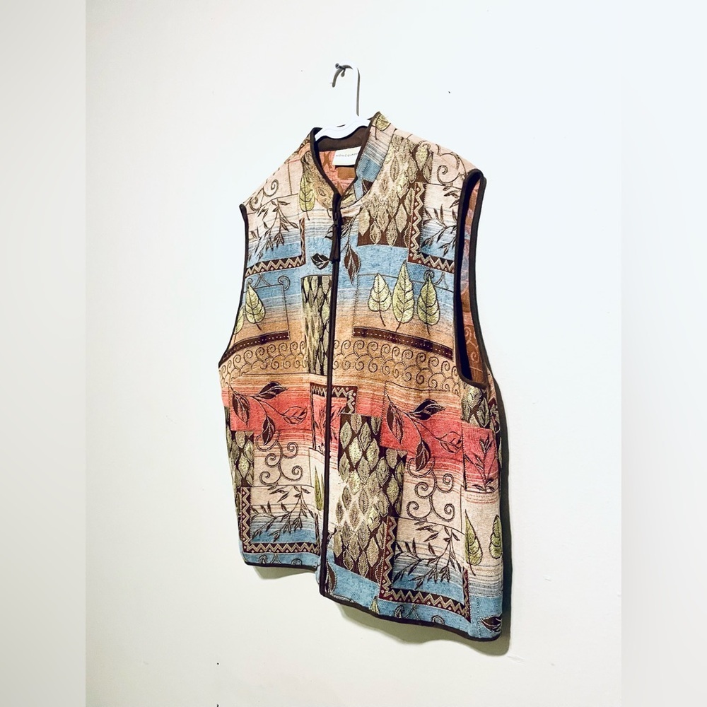 Vtg Alfred Dunner Southwestern Tapestry Zip Up‎ Vest 24W Barn Cottage Gorpore - Picture 3 of 7